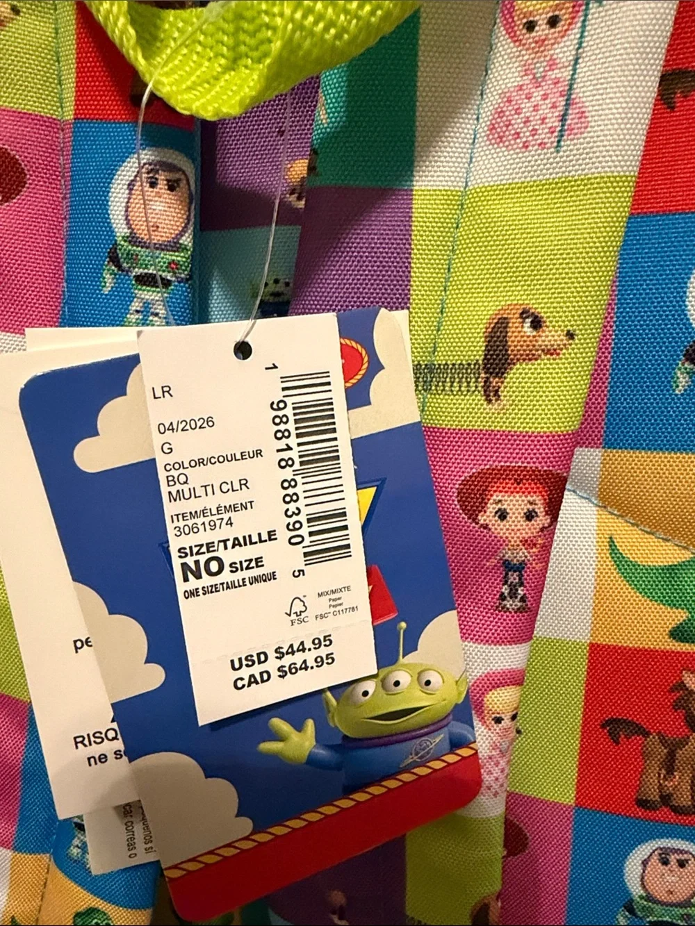 Toy Story Kids Backpack - Blue with Lime Green Accents